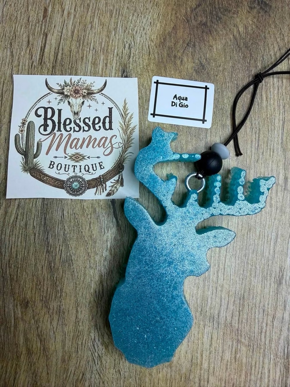 Deer head teal car freshie